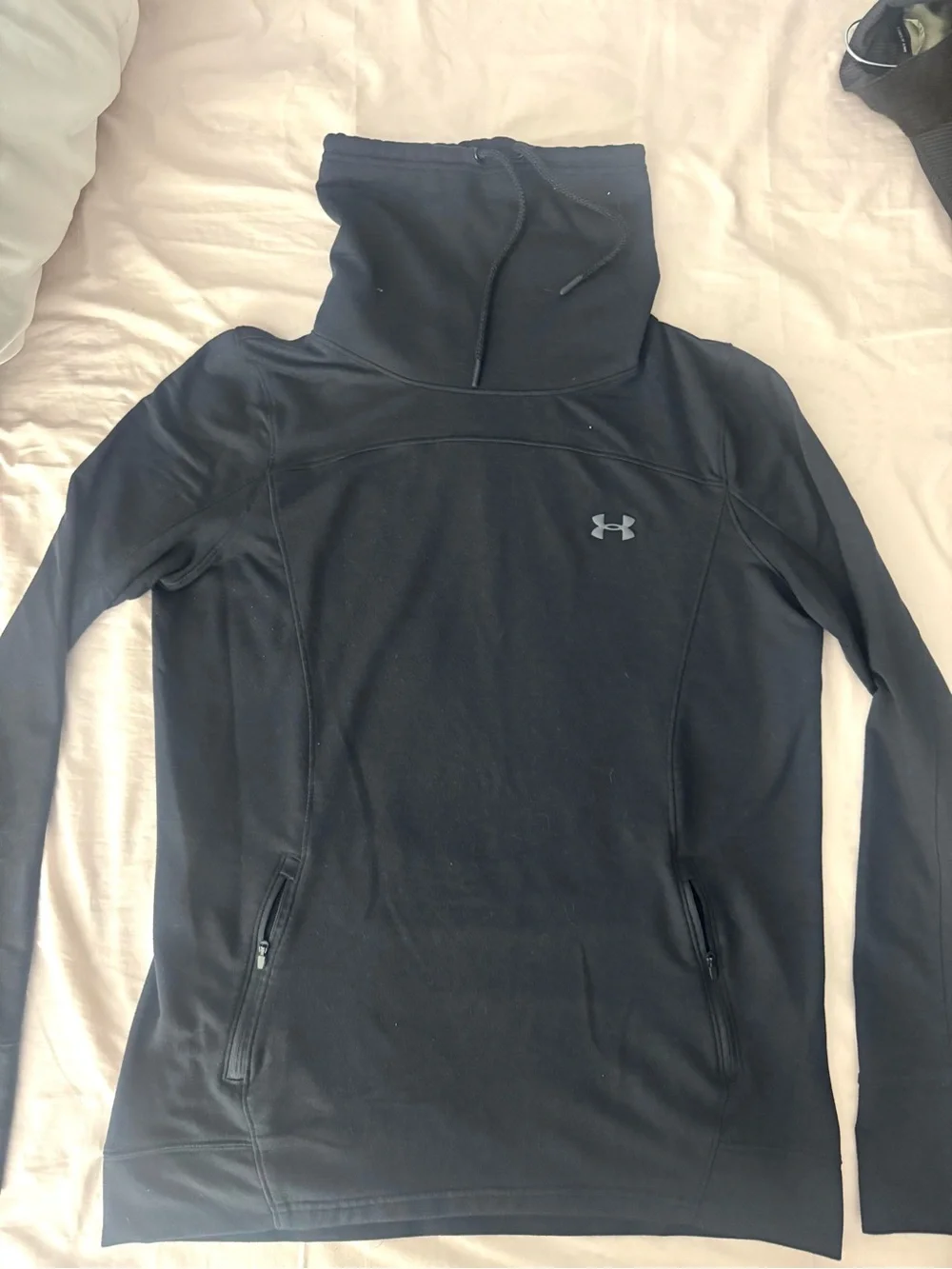 Under Armour Black Tall Cowl Neck Pullover with Zip Pockets